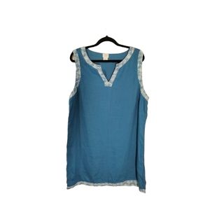 Sigrid Olsen  Women's XL  Linen, Shift Dress, Sleeveless, Blue, Knee Length